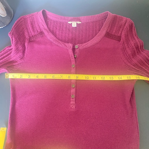 Sonoma women's burgundy long sleeve henley waffle knit size S Y2K Twilight Bella - Picture 9 of 12